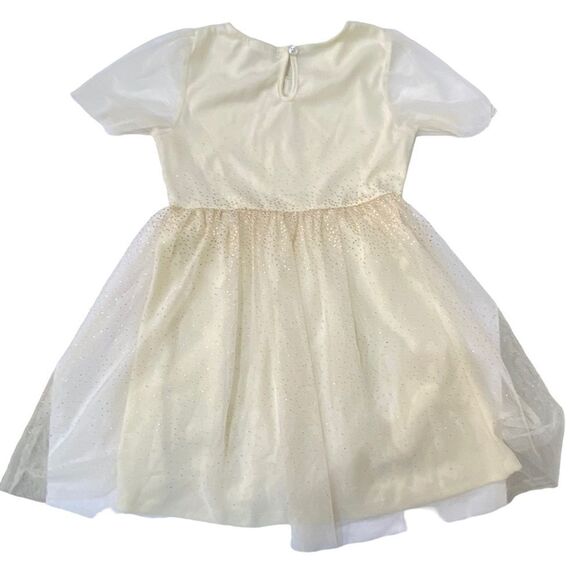 Forever Me Ivory Tulle Gold Accent Party Dress Sz 6 Girls - Picture 2 of 9